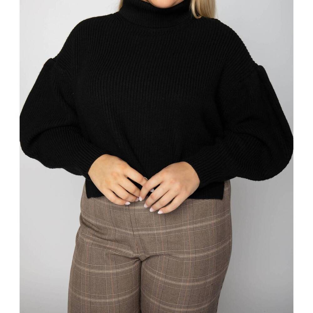 NEW MADELYN puff sleeve sweater top - plus in black